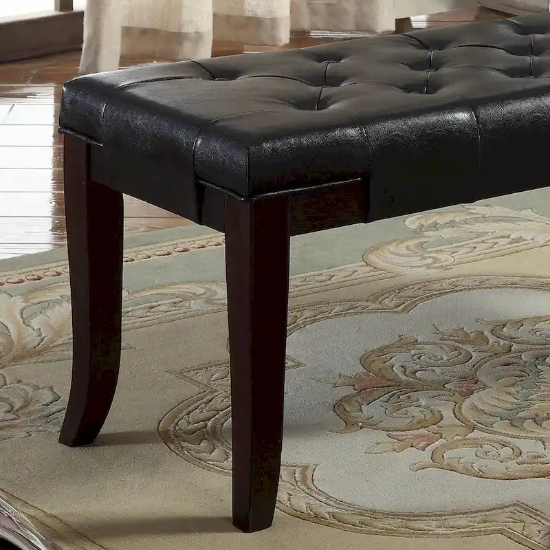 Banc ottoman capitonné avec surpiqûres en losange et pieds incurvés, marron / expresso / gris / rouge / blanc