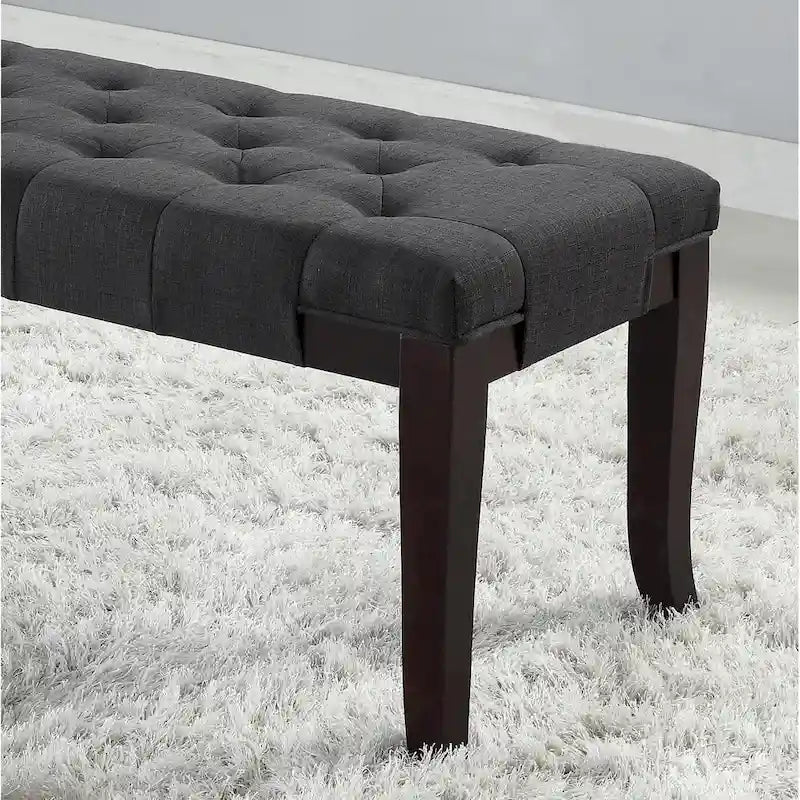 Banc ottoman capitonné avec surpiqûres en losange et pieds incurvés, marron / expresso / gris / rouge / blanc