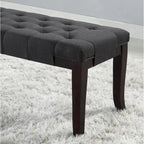 Banc ottoman capitonné avec surpiqûres en losange et pieds incurvés, marron / expresso / gris / rouge / blanc