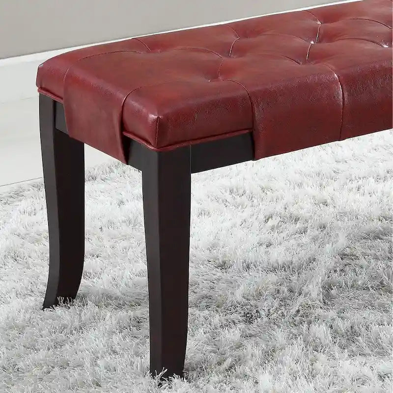Banc ottoman capitonné avec surpiqûres en losange et pieds incurvés, marron / expresso / gris / rouge / blanc