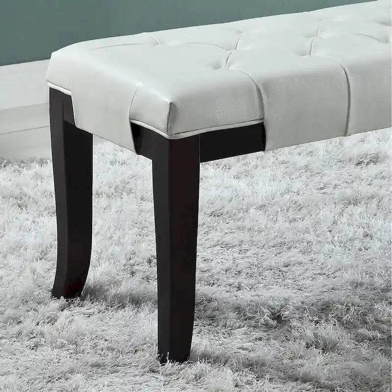 Banc ottoman capitonné avec surpiqûres en losange et pieds incurvés, marron / expresso / gris / rouge / blanc