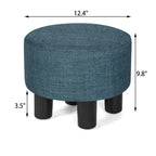 Repose-pieds ottoman rond en tissu avec pieds en plastique, carte du monde gris foncé / bleu