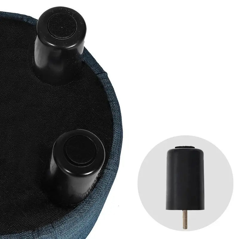 Repose-pieds ottoman rond en tissu avec pieds en plastique, carte du monde gris foncé / bleu