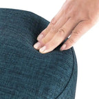 Repose-pieds ottoman rond en tissu avec pieds en plastique, carte du monde gris foncé / bleu