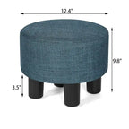 Repose-pieds ottoman rond en tissu avec pieds en plastique, carte du monde gris foncé / bleu