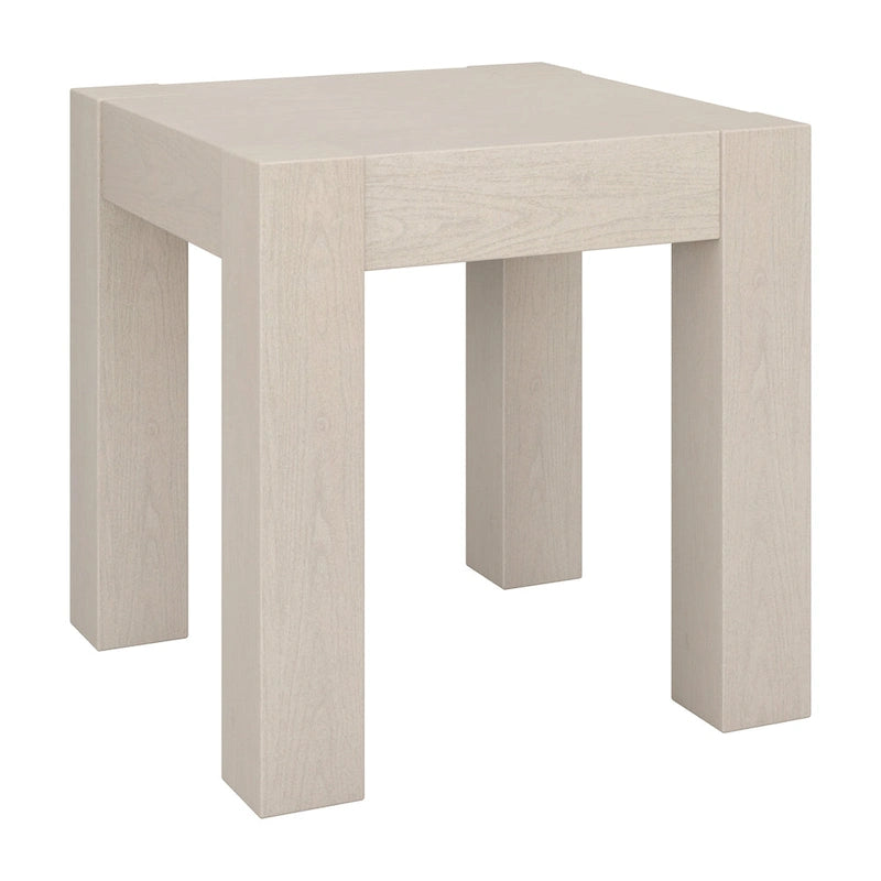 Table d'appoint carrée en MDF de 55,9 cm avec finition aspect bois et pieds à poteaux, aulne blanc / chêne gris vieilli / grain noir