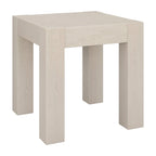 Table d'appoint carrée en MDF de 55,9 cm avec finition aspect bois et pieds à poteaux, aulne blanc / chêne gris vieilli / grain noir