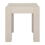 Table d'appoint carrée en MDF de 55,9 cm avec finition aspect bois et pieds à poteaux, aulne blanc / chêne gris vieilli / grain noir
