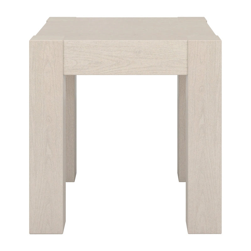 Table d'appoint carrée en MDF de 55,9 cm avec finition aspect bois et pieds à poteaux, aulne blanc / chêne gris vieilli / grain noir