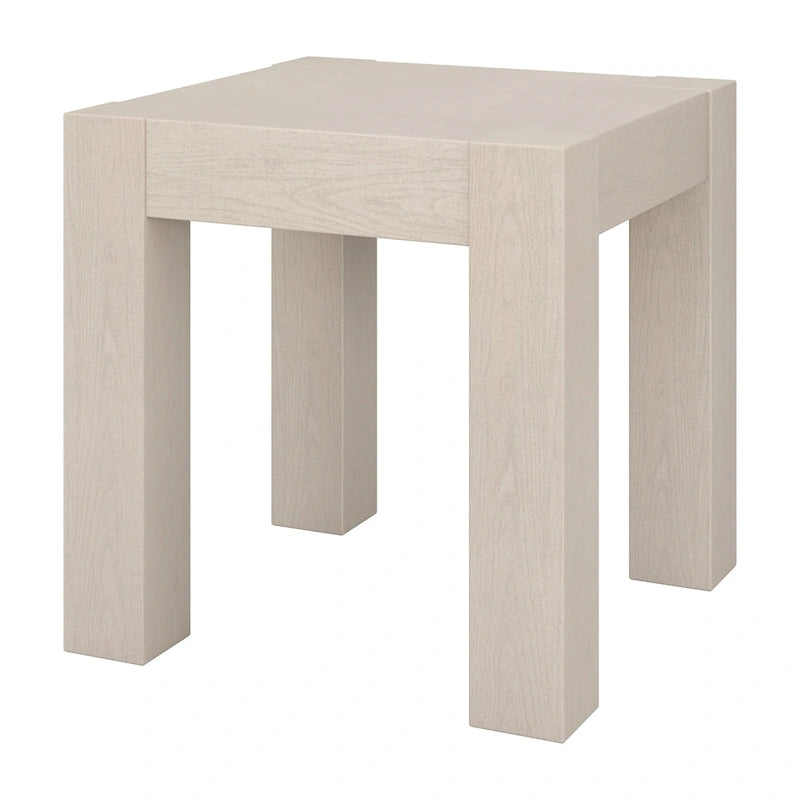 Table d'appoint carrée en MDF de 55,9 cm avec finition aspect bois et pieds à poteaux, aulne blanc / chêne gris vieilli / grain noir
