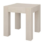 Table d'appoint carrée en MDF de 55,9 cm avec finition aspect bois et pieds à poteaux, aulne blanc / chêne gris vieilli / grain noir