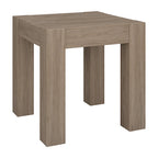 Table d'appoint carrée en MDF de 55,9 cm avec finition aspect bois et pieds à poteaux, aulne blanc / chêne gris vieilli / grain noir