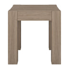 Table d'appoint carrée en MDF de 55,9 cm avec finition aspect bois et pieds à poteaux, aulne blanc / chêne gris vieilli / grain noir