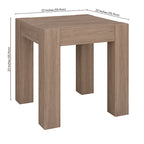Table d'appoint carrée en MDF de 55,9 cm avec finition aspect bois et pieds à poteaux, aulne blanc / chêne gris vieilli / grain noir