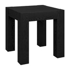 Table d'appoint carrée en MDF de 55,9 cm avec finition aspect bois et pieds à poteaux, aulne blanc / chêne gris vieilli / grain noir