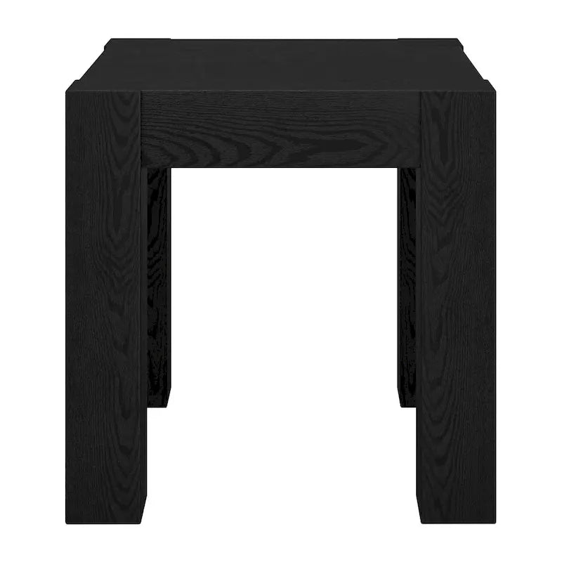 Table d'appoint carrée en MDF de 55,9 cm avec finition aspect bois et pieds à poteaux, aulne blanc / chêne gris vieilli / grain noir