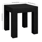 Table d'appoint carrée en MDF de 55,9 cm avec finition aspect bois et pieds à poteaux, aulne blanc / chêne gris vieilli / grain noir