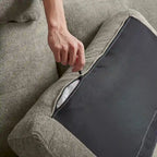 Canapé d'angle 4 places en lin avec table basse escamotable, rangement et appuie-tête réglables, gris clair / beige / gris foncé / marron / anthracite, 4 places