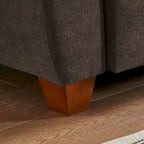 Canapé d'angle 4 places en lin avec table basse escamotable, rangement et appuie-tête réglables, gris clair / beige / gris foncé / marron / anthracite, 4 places