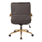 Chaise de bureau mi-hauteur en similicuir avec piètement et accoudoirs dorés, marine / havane / noir / crème