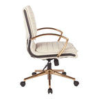 Chaise de bureau mi-hauteur en similicuir avec piètement et accoudoirs dorés, marine / havane / noir / crème