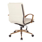 Chaise de bureau mi-hauteur en similicuir avec piètement et accoudoirs dorés, marine / havane / noir / crème