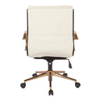 Chaise de bureau mi-hauteur en similicuir avec piètement et accoudoirs dorés, marine / havane / noir / crème