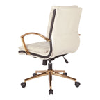 Chaise de bureau mi-hauteur en similicuir avec piètement et accoudoirs dorés, marine / havane / noir / crème