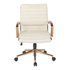 Chaise de bureau mi-hauteur en similicuir avec piètement et accoudoirs dorés, marine / havane / noir / crème