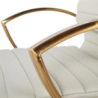 Chaise de bureau mi-hauteur en similicuir avec piètement et accoudoirs dorés, marine / havane / noir / crème