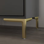 Table de chevet biseautée à 3 tiroirs avec compartiment ouvert, Noir / Blanc / Bleu marine