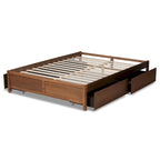 Cadre de lit plateforme avec 4 tiroirs de rangement, Noyer Brun, Double / Queen / King