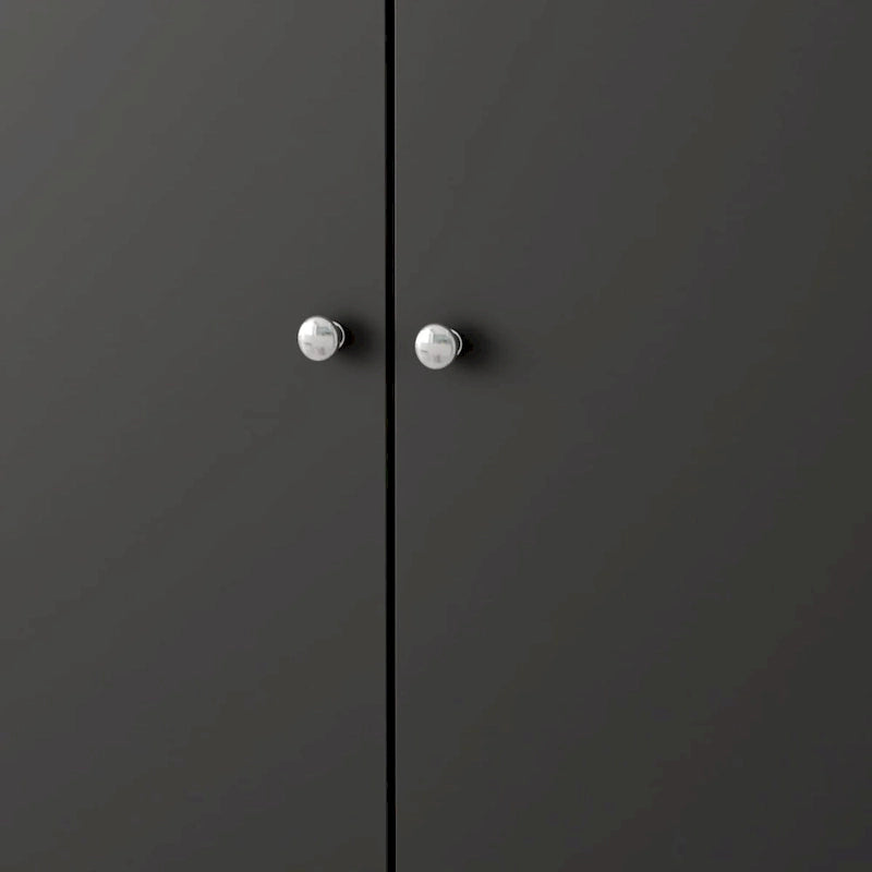 Armoire de rangement à deux portes avec 8 étagères réglables et roulettes, noir/blanc