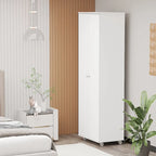 Armoire de rangement à deux portes avec 8 étagères réglables et roulettes, noir/blanc