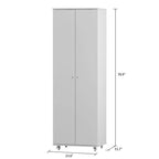 Armoire de rangement à deux portes avec 8 étagères réglables et roulettes, noir/blanc