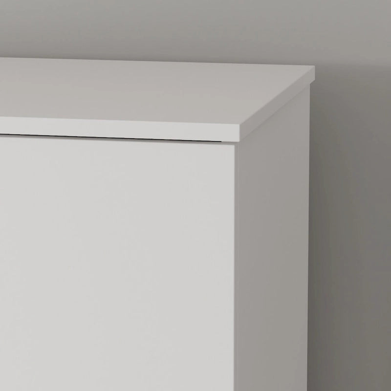 Armoire de rangement à deux portes avec 8 étagères réglables et roulettes, noir/blanc