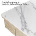 Bureau électrique à hauteur réglable en pierre frittée de 55" avec 2 tiroirs et support d'écran, blanc/noir