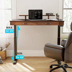 Bureau électrique à hauteur réglable en pierre frittée de 55" avec 2 tiroirs et support d'écran, blanc/noir