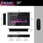 Meuble TV en MDF de 70,8" avec insert de cheminée électrique encastrable de 30" en option, blanc brillant