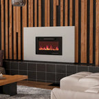Meuble TV en MDF de 70,8" avec insert de cheminée électrique encastrable de 30" en option, blanc brillant