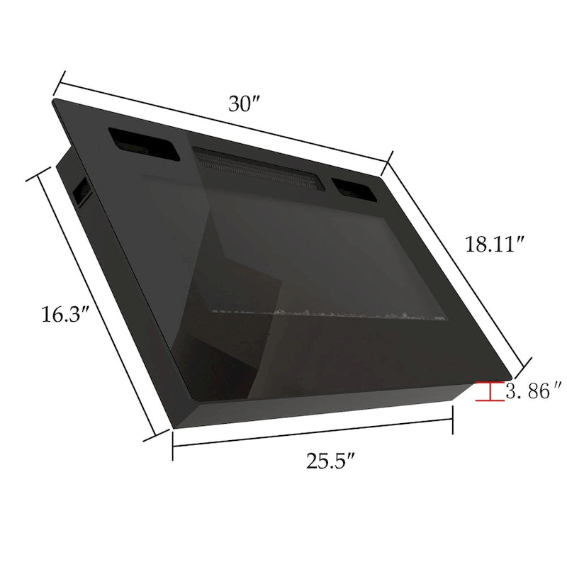 Meuble TV en MDF de 70,8" avec insert de cheminée électrique encastrable de 30" en option, blanc brillant
