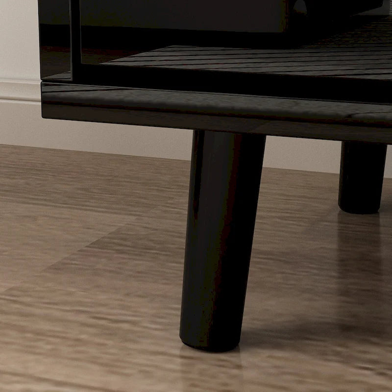 Meuble TV en MDF de 70,8" avec insert de cheminée électrique encastrable de 30" en option, blanc brillant