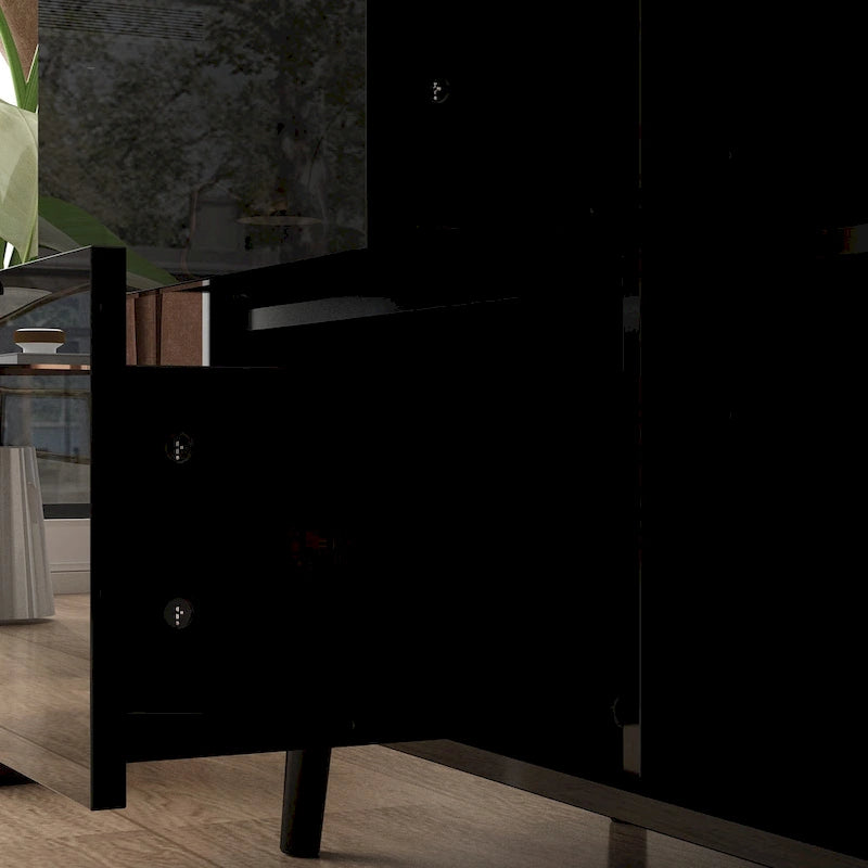 Meuble TV en MDF de 70,8" avec insert de cheminée électrique encastrable de 30" en option, blanc brillant