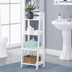 Étagère échelle autoportante à 4 niveaux avec panneaux de support latéraux et arrière, Blanc / Espresso