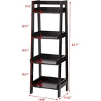 Étagère échelle autoportante à 4 niveaux avec panneaux de support latéraux et arrière, Blanc / Espresso