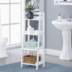Étagère échelle autoportante à 4 niveaux avec panneaux de support latéraux et arrière, Blanc / Espresso