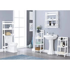 Étagère échelle autoportante à 4 niveaux avec panneaux de support latéraux et arrière, Blanc / Espresso