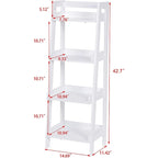 Étagère échelle autoportante à 4 niveaux avec panneaux de support latéraux et arrière, Blanc / Espresso