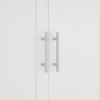 Meuble de salle de bain haut avec étagères fixes, étagère réglable et tiroir, finition bois / blanc