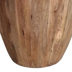 Table d'appoint ronde artisanale en bois de manguier avec base cylindrique, marron vieilli